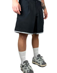 BLACK STRIPED SHORTS