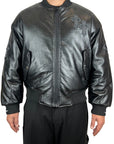 ECO LEATHER BLACK BOMBER