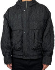 BLACK CROPPED QUILTED BOMBER