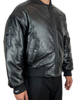 ECO LEATHER BLACK BOMBER