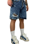 SHORTS BLUE ACCENTUATED RIPS