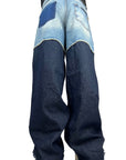 DOUBLE FABRIC AND WASH BLUE BAGGY