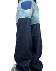 DOUBLE FABRIC AND WASH BLUE BAGGY