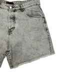 FRINGED DENIM GREY SHORTS