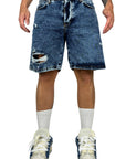 SHORTS BLUE ACCENTUATED RIPS
