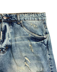 DOUBLE FABRIC AND WASH BLUE BAGGY
