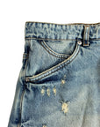 DOUBLE FABRIC AND WASH BLUE BAGGY