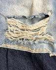 DOUBLE FABRIC AND WASH BLUE BAGGY