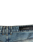 DOUBLE FABRIC AND WASH BLUE BAGGY
