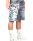 BLACK WASH PAINTING ZIP SHORTS