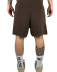 BROWN PERFORATED SHORTS