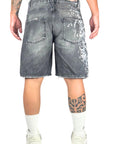 BLACK WASH PAINTING ZIP SHORTS