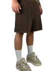 BROWN PERFORATED SHORTS
