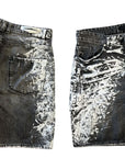 BLACK WASH PAINTING ZIP SHORTS