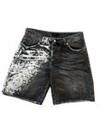 BLACK WASH PAINTING ZIP SHORTS