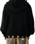 BLACK BROKEN ZIP HOODIE