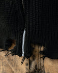 BLACK BROKEN ZIP HOODIE