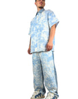 LIGHT BLUE RUBBER FLOWERS PANTS