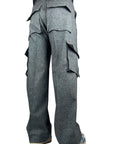 GREY WOOL MIXED CARGO PANTS
