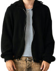 BLACK BROKEN ZIP HOODIE