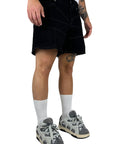REPEATED CUTS SHORTS BLACK