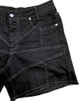 REPEATED CUTS SHORTS BLACK