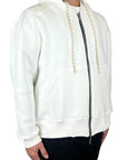 STUDIO DNC PRINT WHITE ZIP SWEATSHIRT