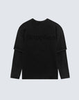 T-SHIRT L/S DOUBLE AMISH JERSEY SHADOW LOGO PIGMENT STONE BLACK