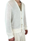 BEIGE PERFORATED CARDIGAN