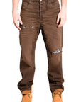 BROWN RIPPED BAGGY