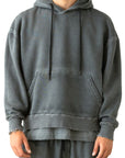 DARK GREY WASHED HOODIE