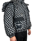 RIPPPED CHECK GREY BOMBER