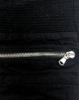 SKINNY BLACK DOUBLE ZIP PLEATED