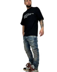 SANDBLASTED BIKER JEANS