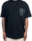 BLACK POCKET ECO LEATHER TEE