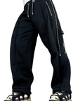 BLACK SUIT PANTS MULTI-LACE