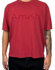 T-SHIRT CROP AMISH JERSEY SHADOW LOGO PIGMENT STONE