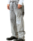 GREY WASH RIPPED BAGGY