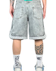 BASEBALL JERSEY GREY DENIM SHORTS