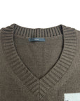V NECK BROWN SWEATER