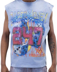 ROLLING DICE GRAPHIC CUTOFF TEE BLUE
