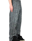 BLACK TEXTURED BOUCLE' DENIM PANTS