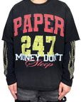 247 RHINESTONE DOUBLE LAYER TEE BLACK