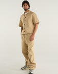 BEIGE CROPPED RIPSTOP SHIRT