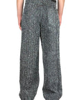 BLACK TEXTURED BOUCLE' DENIM PANTS