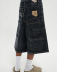 DOUBLE RAW DENIM JORTS