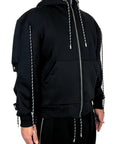 BLACK SUIT MULTI-LACE HOODIE