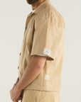 BEIGE CROPPED RIPSTOP SHIRT