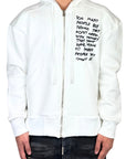 WHITE HOODIE ZIP TOO MANY