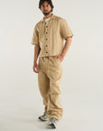 BEIGE CROPPED RIPSTOP SHIRT